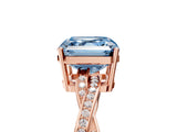 Rose gold Fancy Blue Asscher  Solitaire Twisted Pave Diamond Ring with Four-Prong Setting_118
