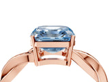 Rose gold Fancy Blue Asscher  Solitaire Twisted Pave Diamond Ring with Four-Prong Setting_16