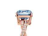 Rose gold Fancy Blue Asscher  Solitaire Twisted Pave Diamond Ring with Four-Prong Setting_17