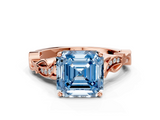 Rose gold Fancy Blue Asscher  Solitaire Vine Band with Milgrain Prong Setting_3