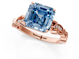Rose gold Fancy Blue Asscher  Solitaire Vine Band with Milgrain Prong Setting_4