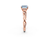 Rose gold Fancy Blue Asscher  Solitaire Vine Band with Milgrain Prong Setting_5