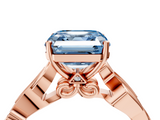 Rose gold Fancy Blue Asscher  Solitaire Vine Band with Milgrain Prong Setting_7