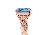 Rose gold Fancy Blue Asscher  Solitaire Vine Band with Milgrain Prong Setting_8