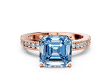 Rose gold Fancy Blue Asscher  Solitaire with Pavé Band and Four-Prong Setting_46