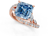 Rose gold Fancy Blue Asscher  Solitaire with Pavé Twist Band and Four-Prong Setting_1