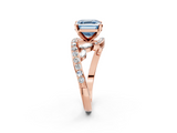 Rose gold Fancy Blue Asscher  Solitaire with Pavé Twist Band and Four-Prong Setting_2