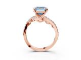 Rose gold Fancy Blue Asscher  Solitaire with Pavé Twist Band and Four-Prong Setting_3