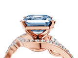 Rose gold Fancy Blue Asscher  Solitaire with Pavé Twist Band and Four-Prong Setting_4