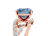 Rose gold Fancy Blue Asscher  Solitaire with Pavé Twist Band and Four-Prong Setting_5