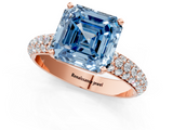 Rose gold Fancy Blue Asscher  Solitaire with Pave Band and Four-Prong Setting_22