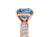 Rose gold Fancy Blue Asscher  Solitaire with Pave Band and Four-Prong Setting_26