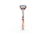 Rose gold Fancy Blue Asscher  Solitaire with Side Baguettes and Channel Set Band_2