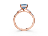 Rose gold Fancy Blue Asscher  Solitaire with Side Baguettes and Channel Set Band_3
