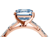 Rose gold Fancy Blue Asscher  Solitaire with Side Baguettes and Channel Set Band_4