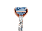 Rose gold Fancy Blue Asscher  Solitaire with Side Baguettes and Channel Set Band_5