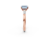 Rose gold Fancy Blue Asscher  Solitaire with Tapered Baguette Side Stones on a Classic Band with Four-Prong Setting_2