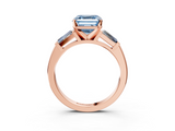 Rose gold Fancy Blue Asscher  Solitaire with Tapered Baguette Side Stones on a Classic Band with Four-Prong Setting_3