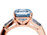Rose gold Fancy Blue Asscher  Solitaire with Tapered Baguette Side Stones on a Classic Band with Four-Prong Setting_4