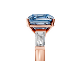 Rose gold Fancy Blue Asscher  Solitaire with Tapered Baguette Side Stones on a Classic Band with Four-Prong Setting_5