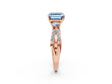 Rose gold Fancy Blue Asscher  Three-Stone Diamond Ring with Pavé Split Shank and Four-Prong Setting_19