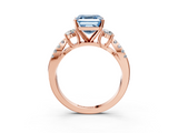 Rose gold Fancy Blue Asscher  Three-Stone Diamond Ring with Pavé Split Shank and Four-Prong Setting_20