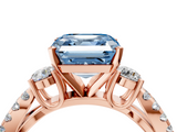 Rose gold Fancy Blue Asscher  Three-Stone Diamond Ring with Pavé Split Shank and Four-Prong Setting_21