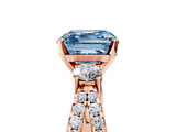 Rose gold Fancy Blue Asscher  Three-Stone Diamond Ring with Pavé Split Shank and Four-Prong Setting_22