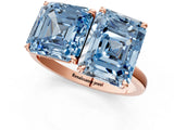 Rose gold Fancy Blue Asscher  and Emerald Cut Toi Moi Ring with Prong Setting_50