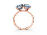 Rose gold Fancy Blue Asscher  and Emerald Cut Toi Moi Ring with Prong Setting_52