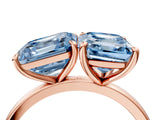 Rose gold Fancy Blue Asscher  and Emerald Cut Toi Moi Ring with Prong Setting_53