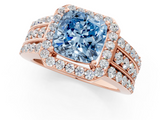 Rose gold Fancy Blue Cushion -Cut Halo Diamond Ring with Split Shank and Four-Prong Setting_72
