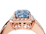 Rose gold Fancy Blue Cushion -Cut Halo Diamond Ring with Split Shank and Four-Prong Setting_75