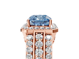 Rose gold Fancy Blue Cushion -Cut Halo Diamond Ring with Split Shank and Four-Prong Setting_76