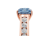 Rose gold Fancy Blue Cushion  Brilliant Channel-Set Solitaire Ring with Four-Prong Setting_43