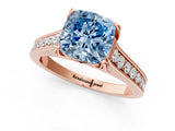 Rose gold Fancy Blue Cushion  Brilliant Cut Diamond Engagement Ring with Pavé Band and Four-Prong Setting_50