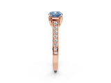 Rose gold Fancy Blue Cushion  Brilliant Cut Diamond Engagement Ring with Pavé Band and Four-Prong Setting_51
