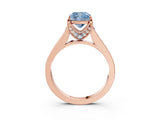 Rose gold Fancy Blue Cushion  Brilliant Cut Diamond Engagement Ring with Pavé Band and Four-Prong Setting_52