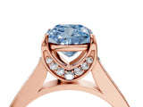 Rose gold Fancy Blue Cushion  Brilliant Cut Diamond Engagement Ring with Pavé Band and Four-Prong Setting_53