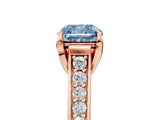 Rose gold Fancy Blue Cushion  Brilliant Cut Diamond Engagement Ring with Pavé Band and Four-Prong Setting_54