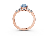 Rose gold Fancy Blue Cushion  Brilliant Cut Diamond Five-Stone Prong Set Engagement Ring with Channel Band_6