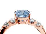 Rose gold Fancy Blue Cushion  Brilliant Cut Diamond Five-Stone Prong Set Engagement Ring with Channel Band_7