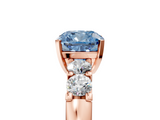 Rose gold Fancy Blue Cushion  Brilliant Cut Diamond Five-Stone Prong Set Engagement Ring with Channel Band_8