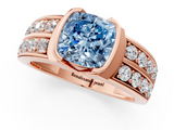 Rose gold Fancy Blue Cushion  Brilliant Diamond Channel Set Wide Band Ring with Bezel Setting_21