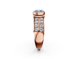 Rose gold Fancy Blue Cushion  Brilliant Diamond Channel Set Wide Band Ring with Bezel Setting_22