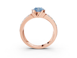 Rose gold Fancy Blue Cushion  Brilliant Diamond Channel Set Wide Band Ring with Bezel Setting_23