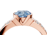 Rose gold Fancy Blue Cushion  Brilliant Diamond Channel Set Wide Band Ring with Bezel Setting_24