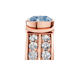 Rose gold Fancy Blue Cushion  Brilliant Diamond Channel Set Wide Band Ring with Bezel Setting_25