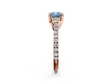 Rose gold Fancy Blue Cushion  Brilliant Diamond Solitaire with Pavé Band and Four-Prong Setting 2