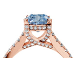 Rose gold Fancy Blue Cushion  Brilliant Diamond Solitaire with Pavé Band and Four-Prong Setting 4